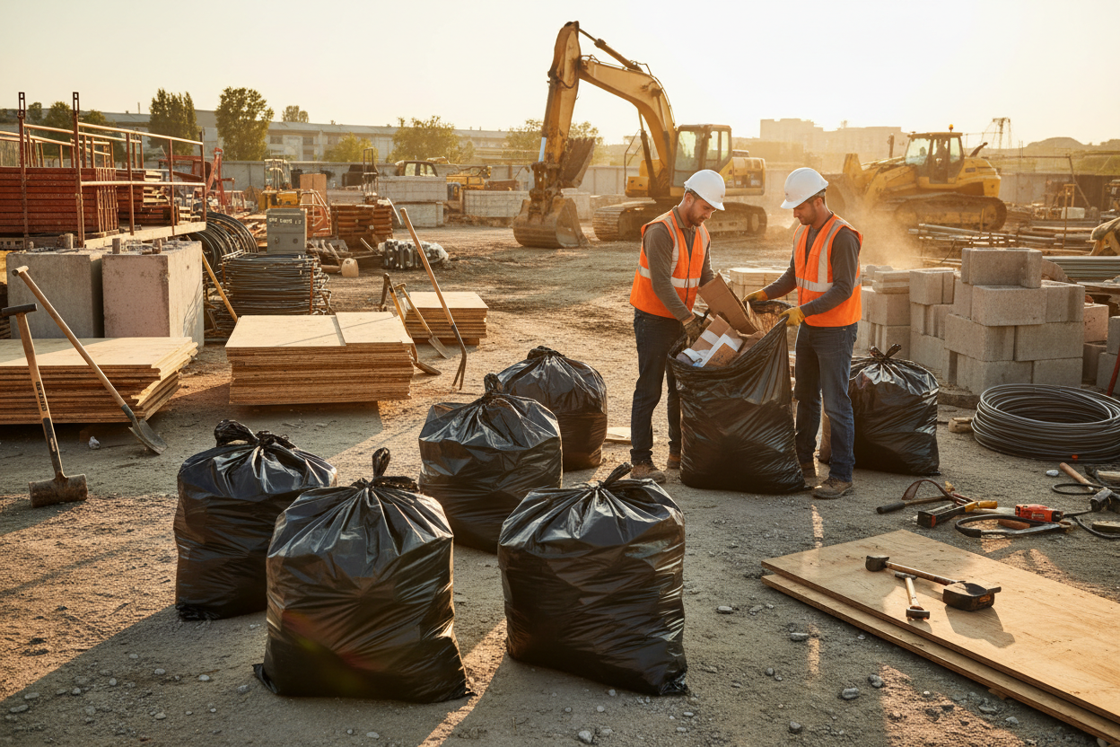big black trash bags at jobsites