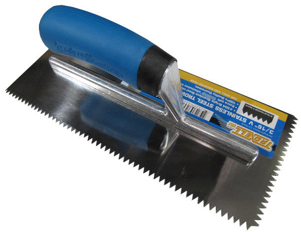 Troxell 3/16" V Notch Stainless Steel Trowel