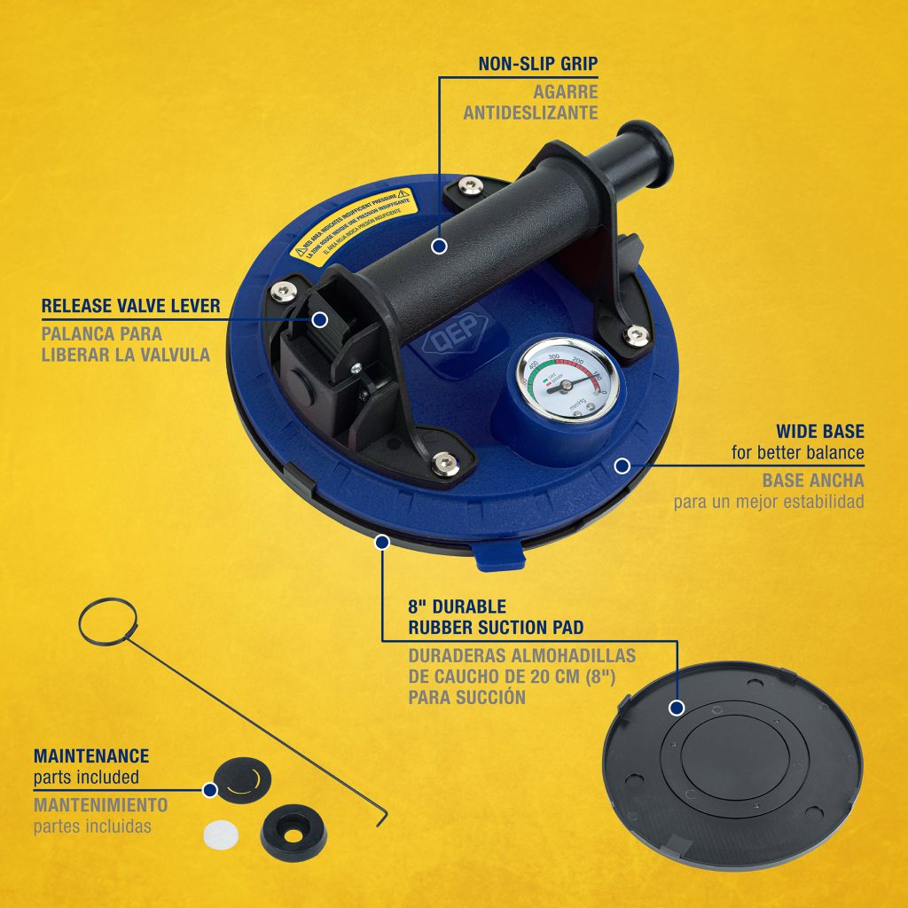 QEP 8" Pump Suction Cup with Gauge