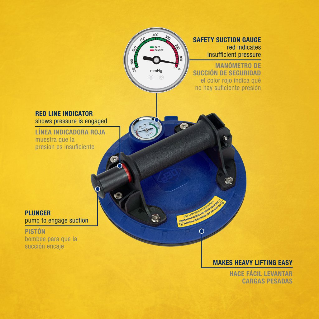 QEP 8" Pump Suction Cup with Gauge