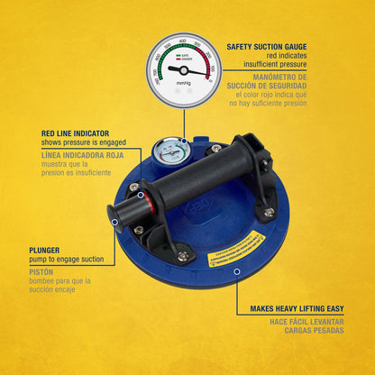 QEP 8" Pump Suction Cup with Gauge